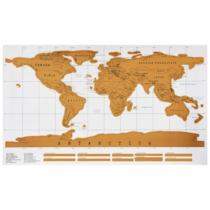 Aretica Wereld Kraskaart (Scratch Map) Wit 88 x 52 cm (3)