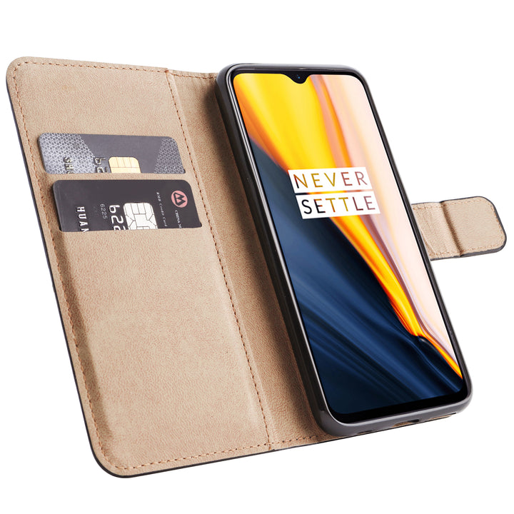 BMAX Leren flip case hoesje voor OnePlus 7 - Zwart (1)