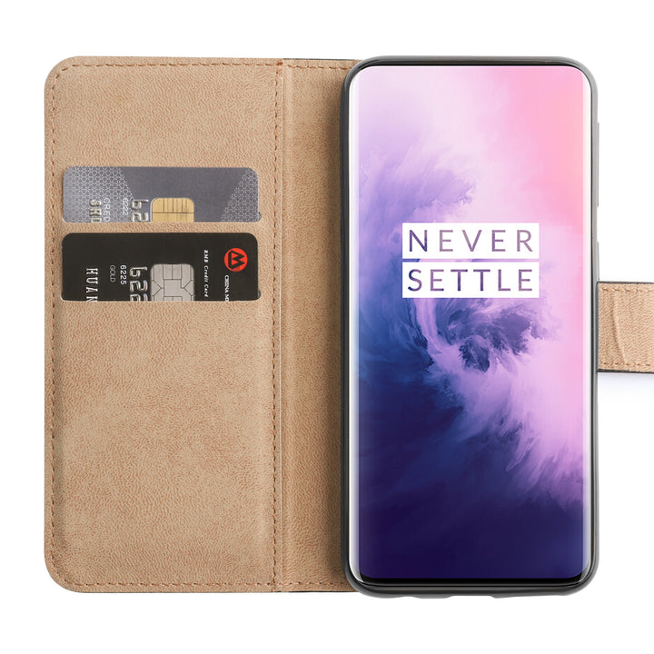 BMAX Leren flip case hoesje voor OnePlus 7 Pro - Zwart (3)