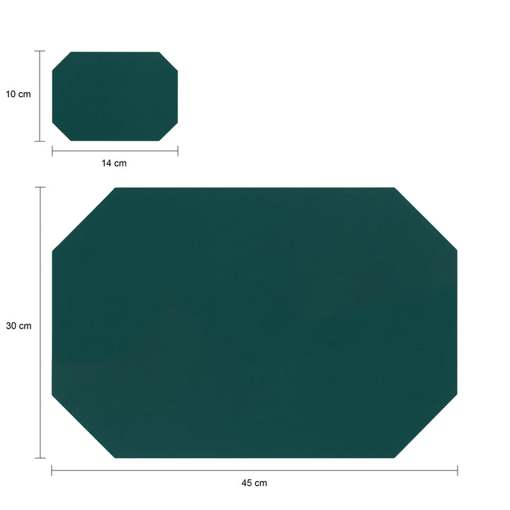 Krumble Placemat achthoekig + onderzetter- PU Leder - Donkergroen (2)