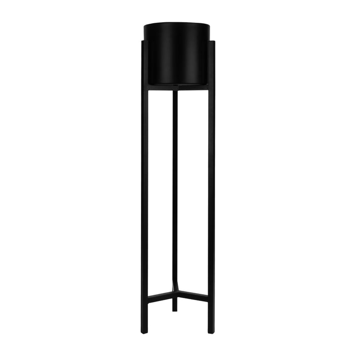 QUVIO Plantenstandaard inclusief pot - 22 x 22 x 90 cm - Metaal - Zwart - L (2)