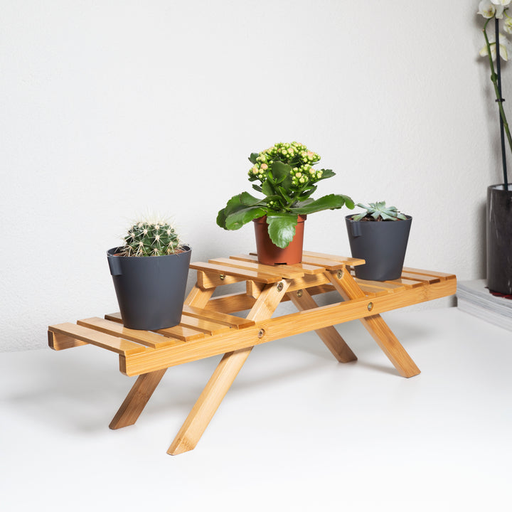 QUVIO Plantenstandaard met 3 planken - Bamboe (4)