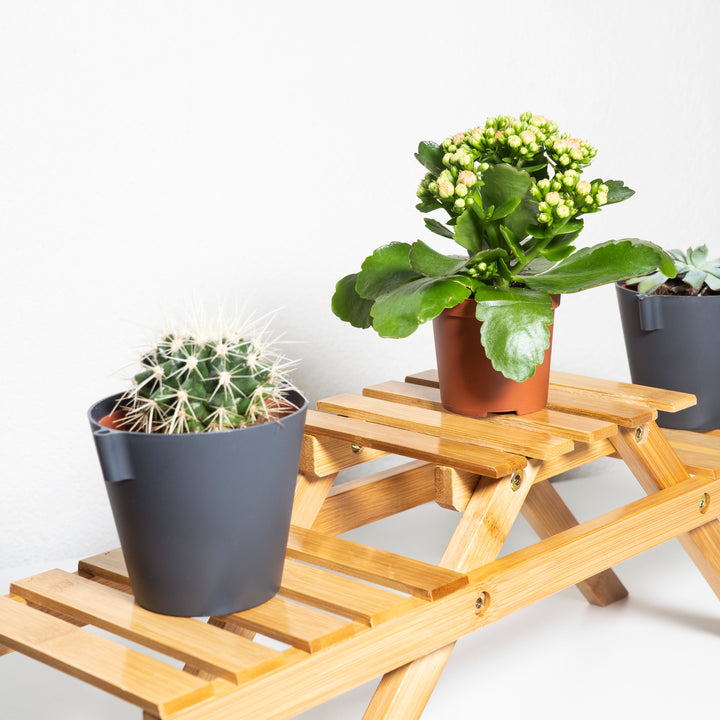 QUVIO Plantenstandaard met 3 planken - Bamboe (5)