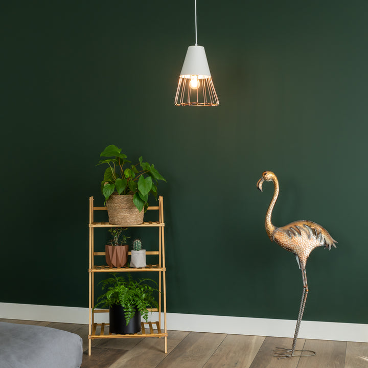 QUVIO Hanglamp langwerpig wit met rosegoud frame - QUV5179L-WHITE (4)