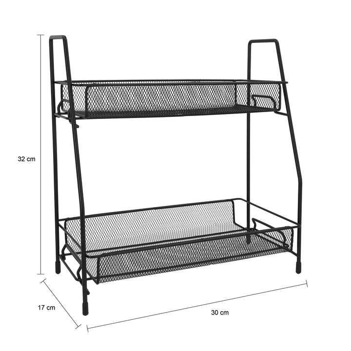 QUVIO Kruidenrek organizer - 2 lades - Metaal - Zwart (2)