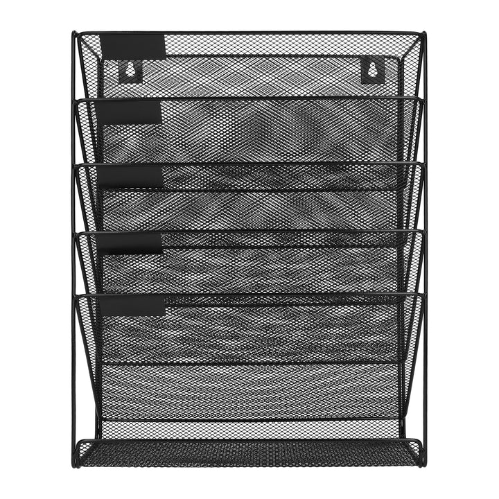 QUVIO Tijdschriftenhouder wand met 5 lagen - Mesh - Zwart (2)