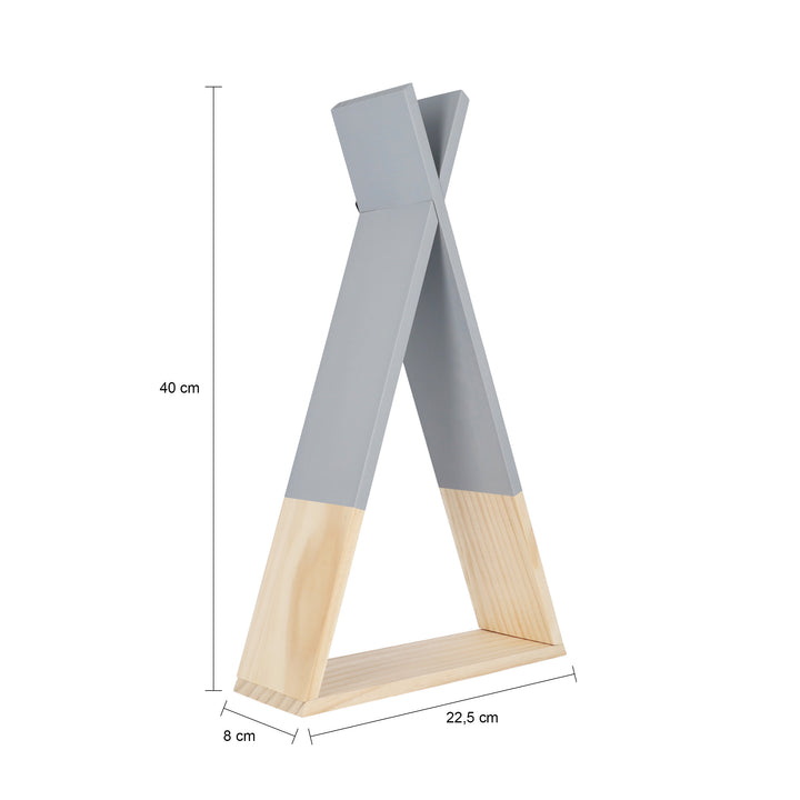 QUVIO Wandplank driehoek -Hout - Grijs (1)