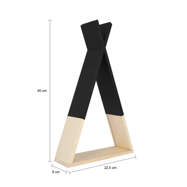 QUVIO Wandplank driehoek -Hout - Zwart (1)