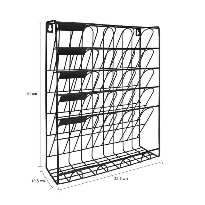 QUVIO Tijdschriftenhouder wand met 5 lagen - Metaal - Zwart (1)