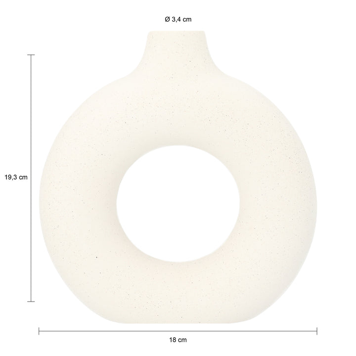 QUVIO Vaas rond met gat in het midden - 19 cm - Keramiek - Wit (1)