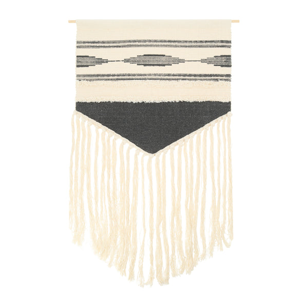 QUVIO Wanddecoratie macrame - Grijs en wit
