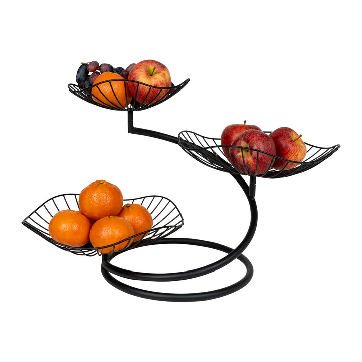 QUVIO Fruitmand 3 laags metaal - Zwart (3)