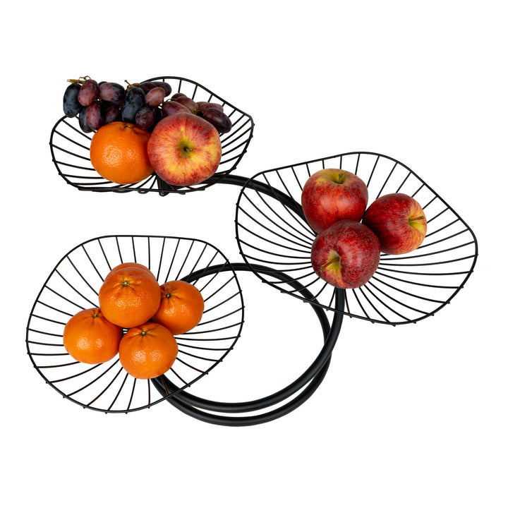 QUVIO Fruitmand 3 laags metaal - Zwart (4)