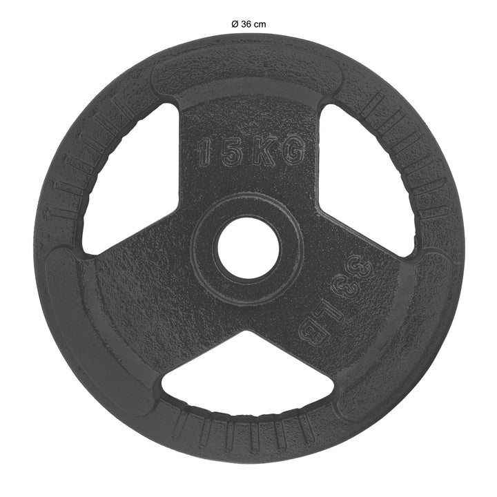 RYZOR Olympische Halterstang - 152 CM - Staal -  Zilver + Halterschijf - 25 KG - Gietijzer - Grijs - 1 Paar (2)