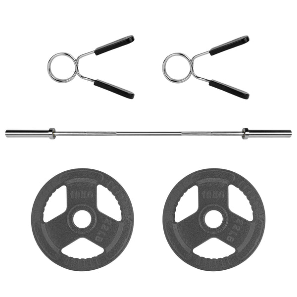 RYZOR Olympische Halterstang - 180 CM - Staal -  Zilver + Halterschijf - 10 KG - Gietijzer - Grijs - 1 Paar