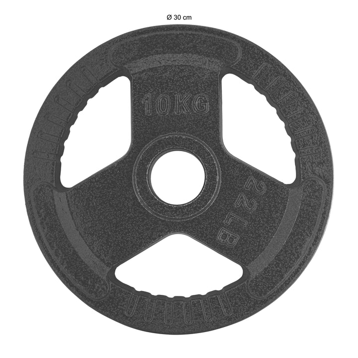 RYZOR Olympische Halterstang - 120 CM - Staal -  Zilver + Halterschijf - 25 KG - Gietijzer - Grijs - 1 Paar (3)