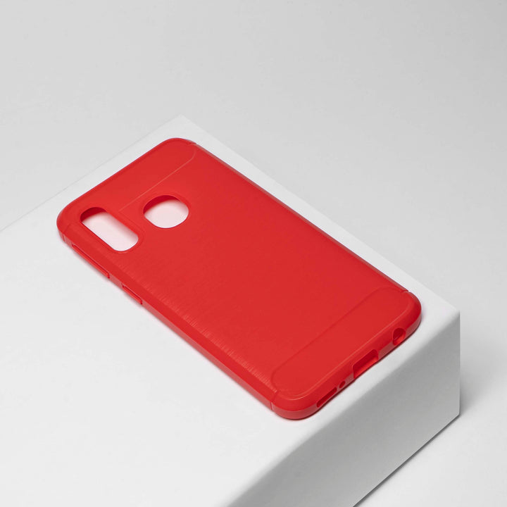 BMAX Carbon soft case hoesje voor Samsung Galaxy A40 - Red/Rood (1)