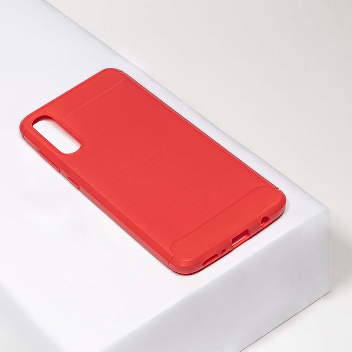BMAX Carbon soft case hoesje voor Samsung Galaxy A70 - Red/Rood (1)