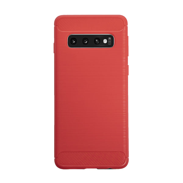 BMAX Carbon soft case hoesje voor Samsung Galaxy S10 - Red/Rood