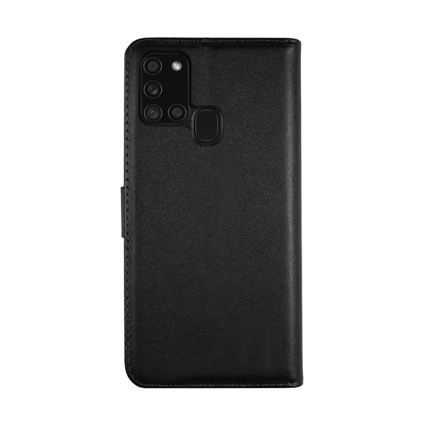 BMAX Leren flip case hoesje voor Samsung Galaxy A21s - Black/Zwart