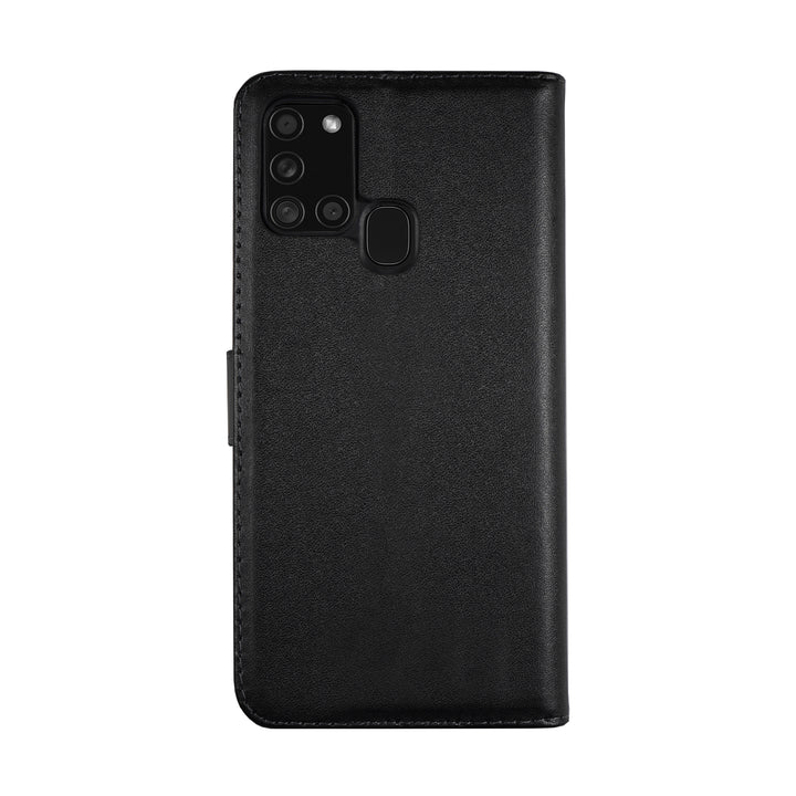 BMAX Leren flip case hoesje voor Samsung Galaxy A21s - Black/Zwart
