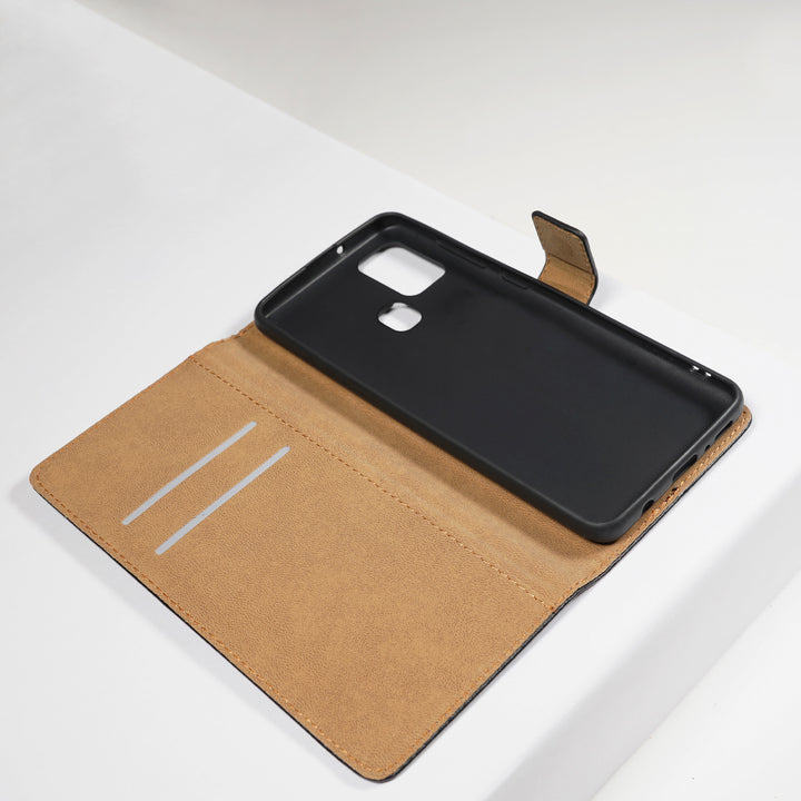 BMAX Leren flip case hoesje voor Samsung Galaxy A21s - Black/Zwart (3)