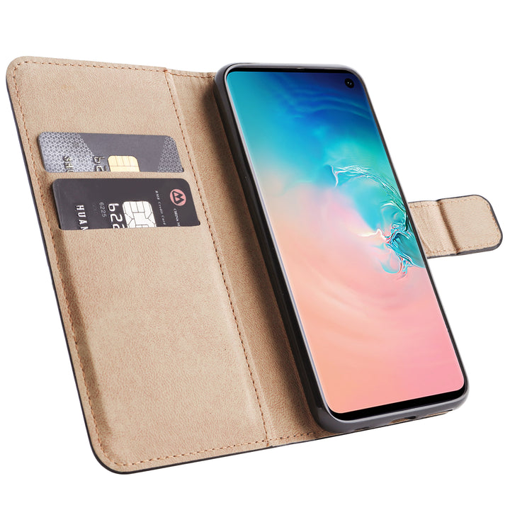BMAX Leren flip case hoesje voor Samsung Galaxy S10e - Zwart (1)