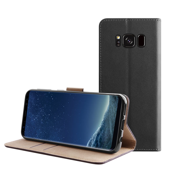 BMAX Leren flip case hoesje voor Samsung Galaxy S8 Plus - Zwart