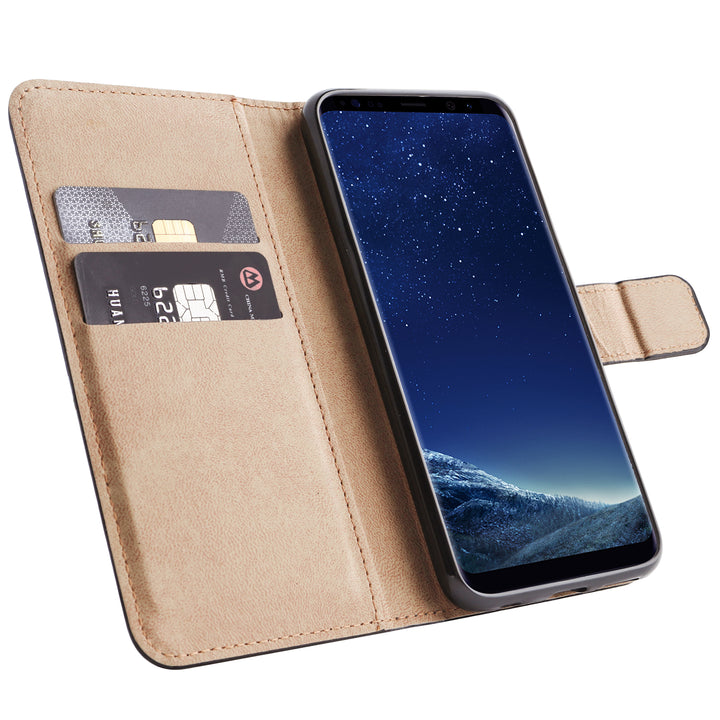 BMAX Leren flip case hoesje voor Samsung Galaxy S8 Plus - Zwart (1)