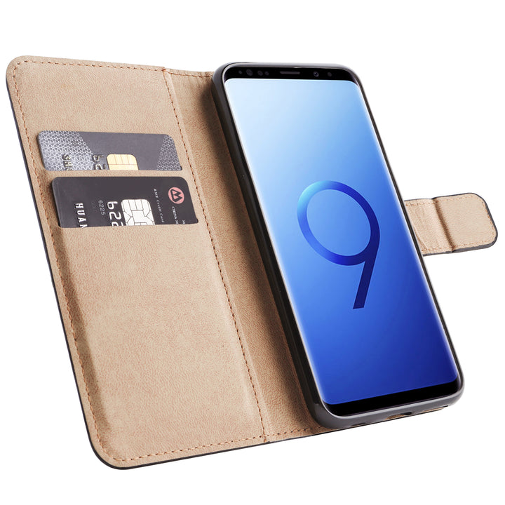 BMAX Leren flip case hoesje voor Samsung Galaxy S9 Plus - Zwart (1)