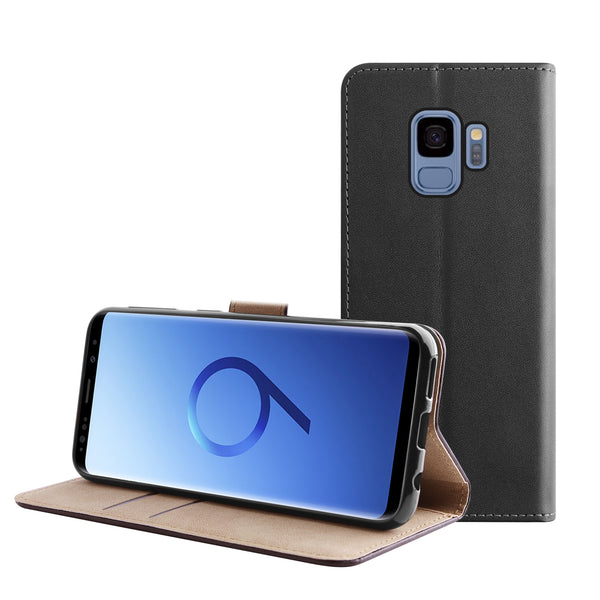 BMAX Leren flip case hoesje voor Samsung Galaxy S9 - Zwart