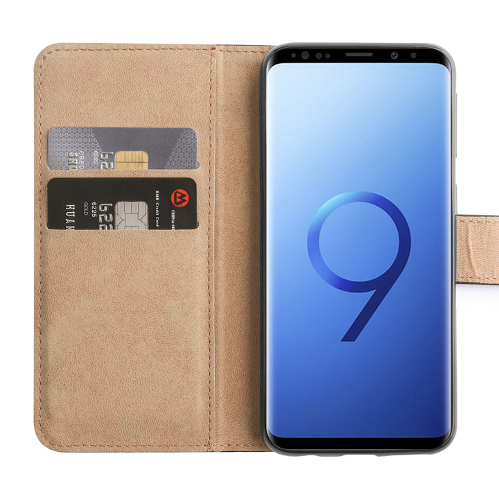 BMAX Leren flip case hoesje voor Samsung Galaxy S9 Plus - Zwart (3)