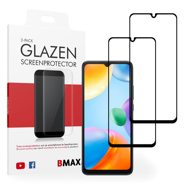 2-pack BMAX Xiaomi Redmi 10C Screenprotector - Gehard glas - Full cover