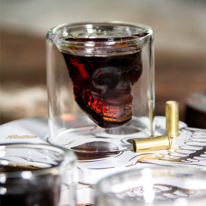 Aretica Shot glaasje Skull set van 4 glas - (1)