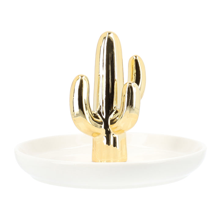 LYVION Sieradenschoteltje met cactus - Wit met goud (3)