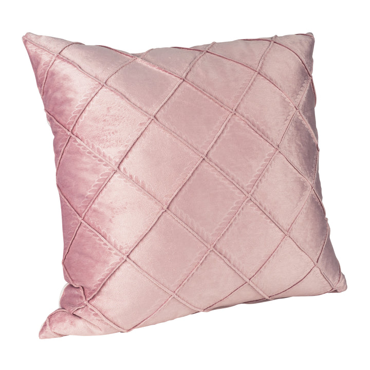 QUVIO Sierkussen gevuld met ruiten patroon - 45 x 45 cm - Fluweel - Roze (2)