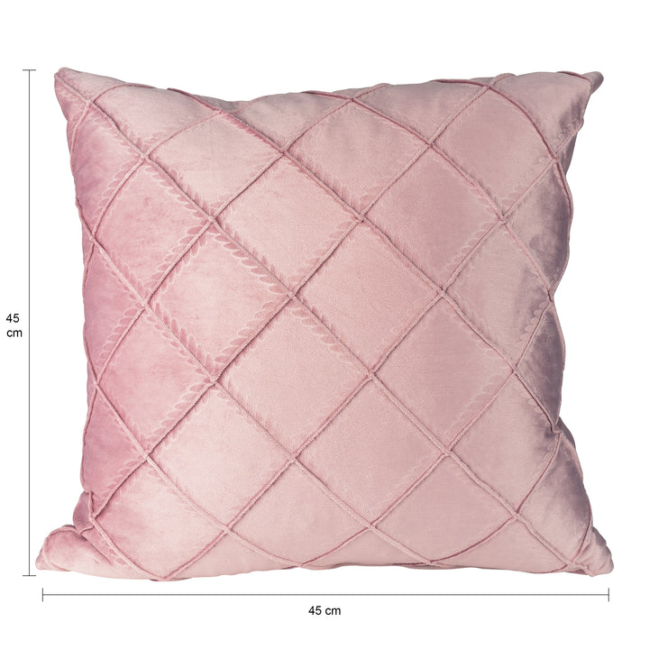 QUVIO Sierkussen gevuld met ruiten patroon - 45 x 45 cm - Fluweel - Roze (1)