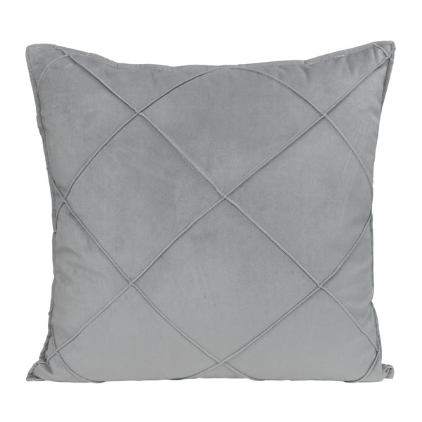 QUVIO Sierkussen gevuld met ruit patroon - 50 x 50 cm - Fluweel - Grijs