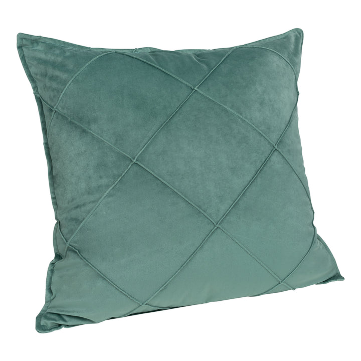 QUVIO Sierkussen gevuld met ruit patroon - 50 x 50 cm - Fluweel - Groen (2)