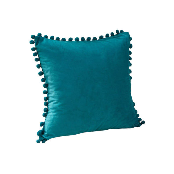 QUVIO Sierkussen gevuld 50 x 50 cm - met bolletjes fluweel - Turquoise