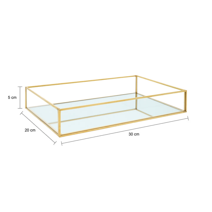 QUVIO Spiegel dienblad - 30 x 20 cm - Glas - Goud (1)