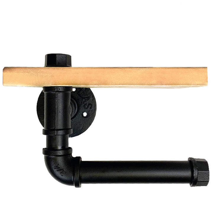 QUVIO Toiletrolhouder met plank - Zwart (1)