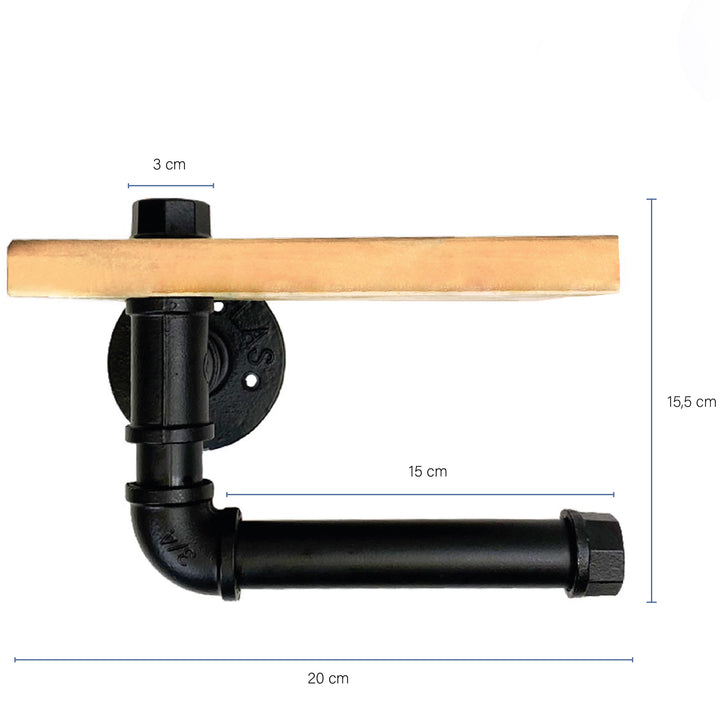 QUVIO Toiletrolhouder met plank - Zwart (2)