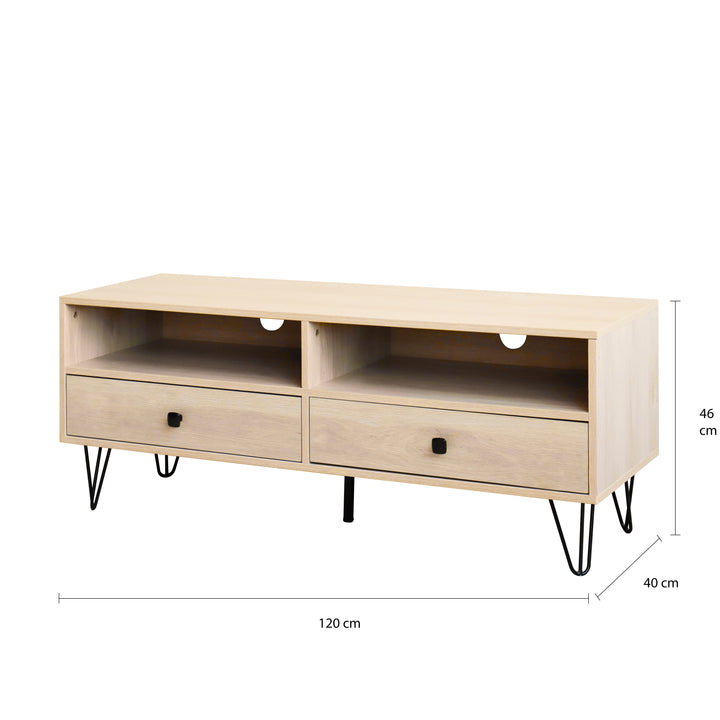 QUVIO Tv meubel met 2 lades en 2 open lades - QUV1025 - Sand (1)