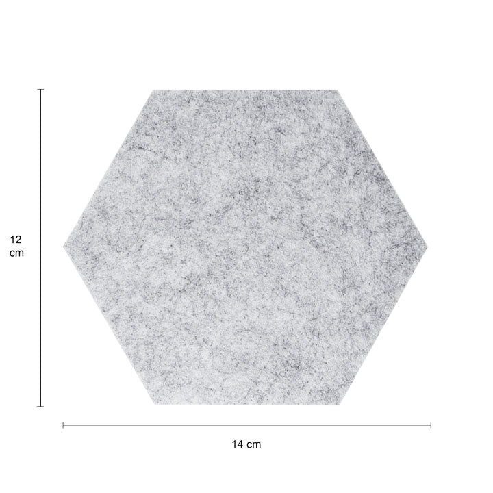 QUVIO Vilten memobord hexagon set van 10 - Grijs (1)