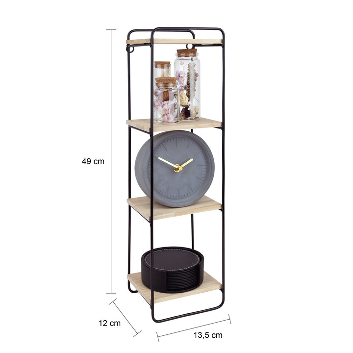QUVIO Wandrek metalen frame met 4 licht houten planken (2)