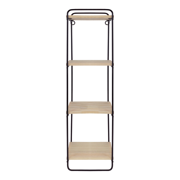 QUVIO Wandrek metalen frame met 4 licht houten planken (1)