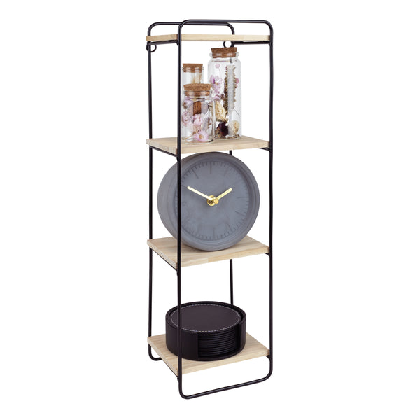 QUVIO Wandrek metalen frame met 4 licht houten planken