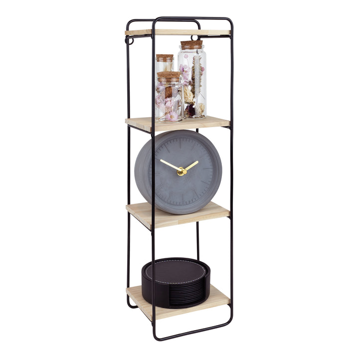 QUVIO Wandrek metalen frame met 4 licht houten planken