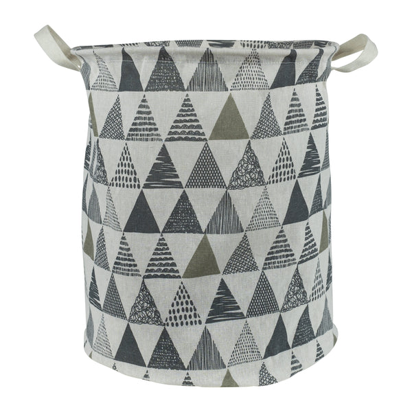 QUVIO Wasmand met driehoeken - Beige / grijs